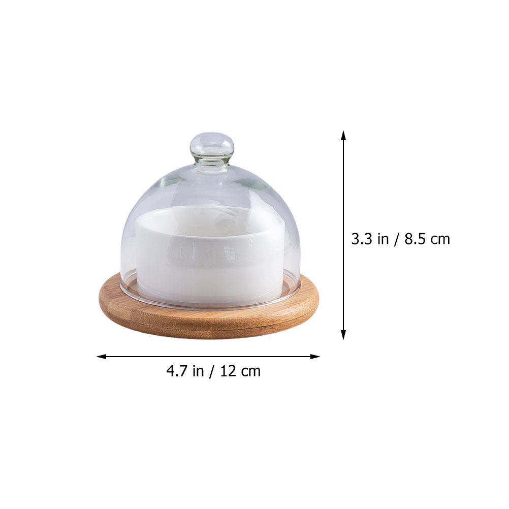 Ceramic Salad Bowl Set with Cl - Plastic Dome Clear ulasan dan harga