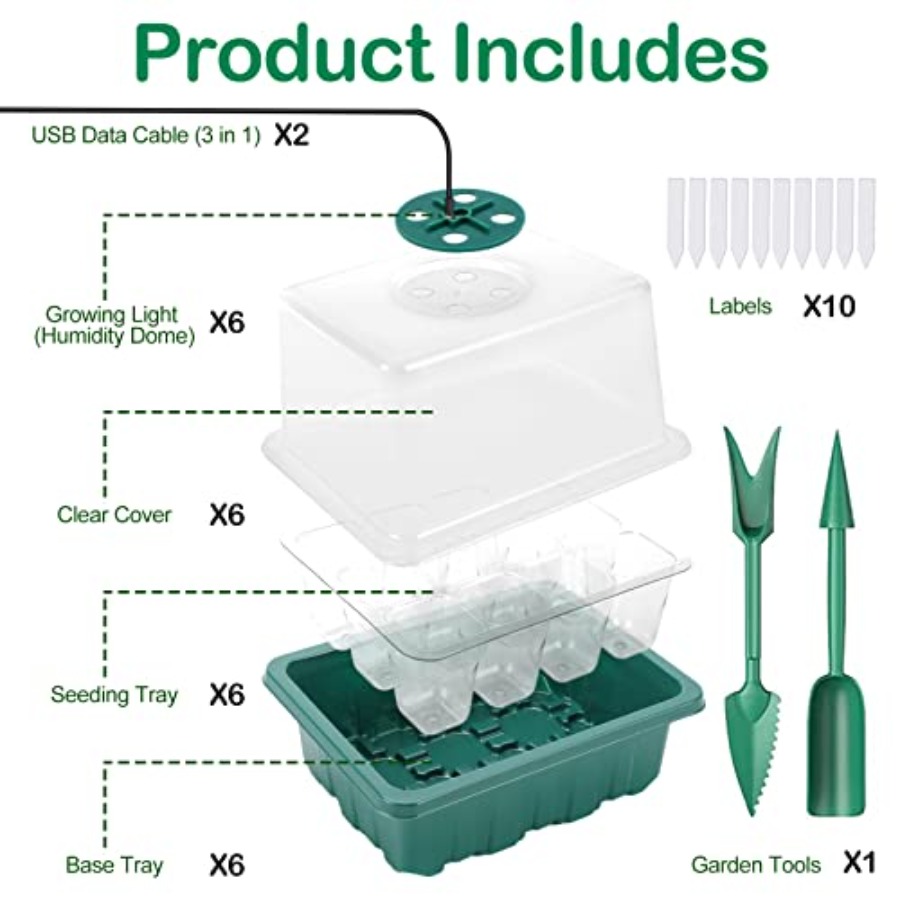 Seed Starter Tray with Light,  - Humidity Dome Kit ulasan dan harga